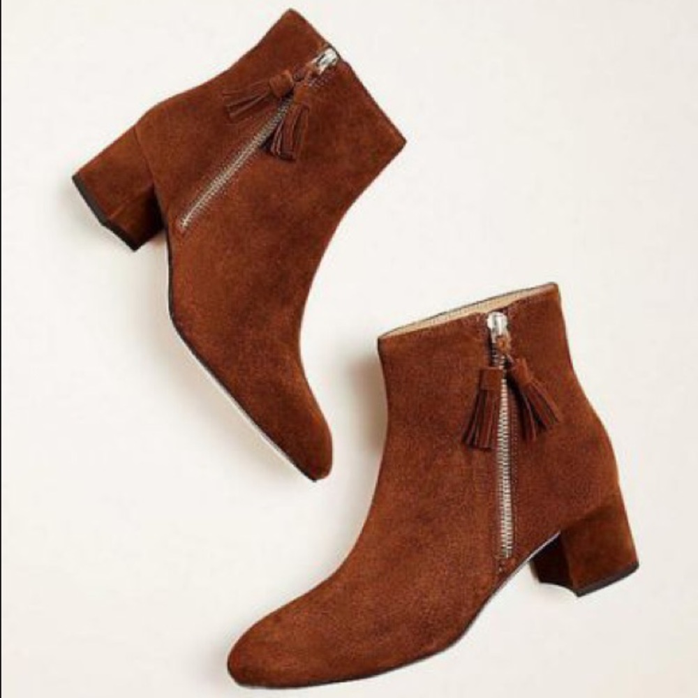 Ann Taylor Kyle Suede Tassel Block Heel Boot 511043